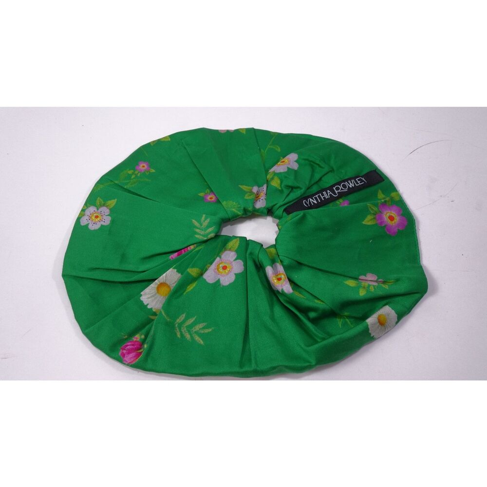 Cynthia Rowley Women's Floral Cotton XL Scrunchie Ponytail Holder NWT 35 Green